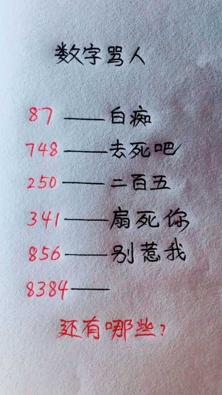 数字骂人,你知道的还有哪些?_腾讯视频