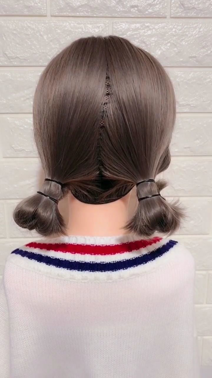 短发这样随手扎双低马尾超有气质