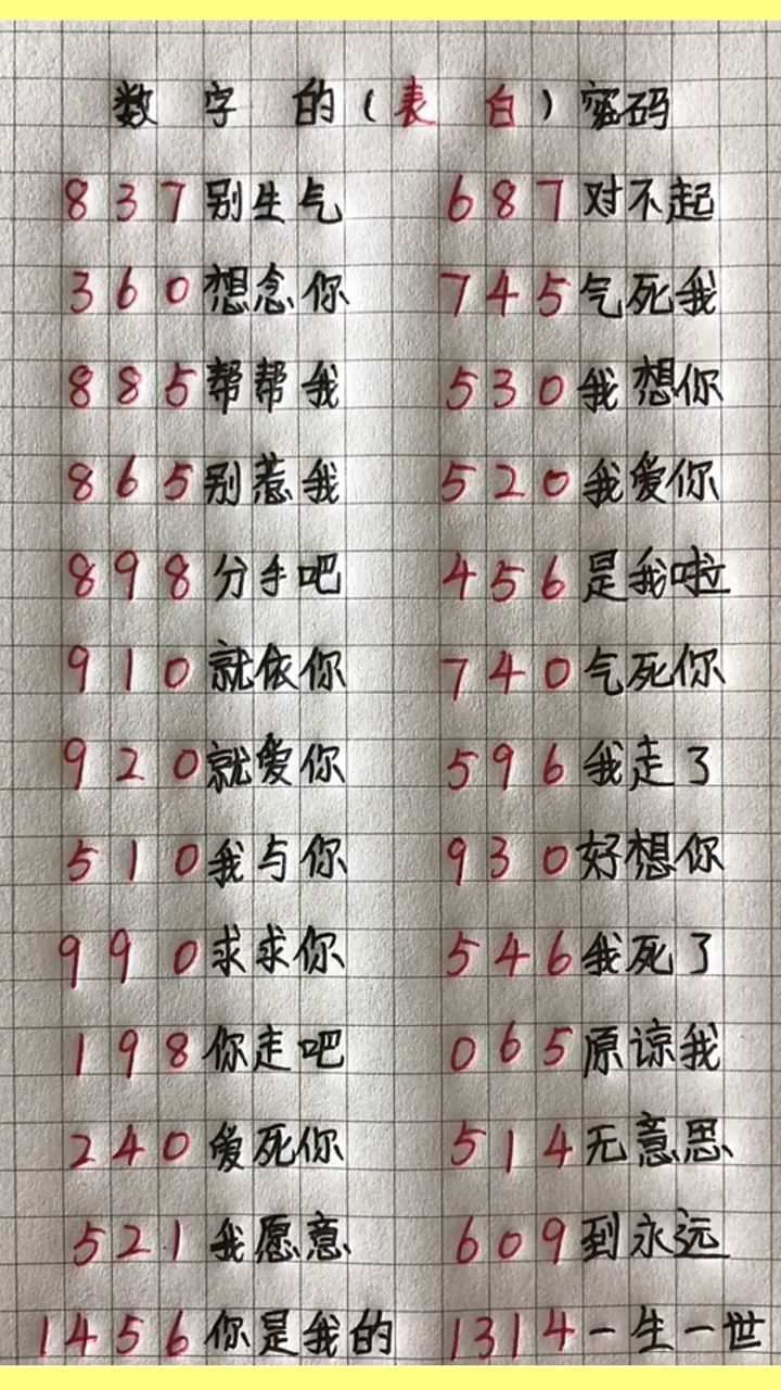 数字表白暗语图片