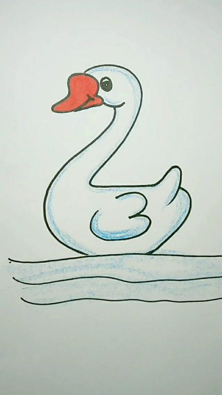 教大家用数字2画个可爱的大白鹅