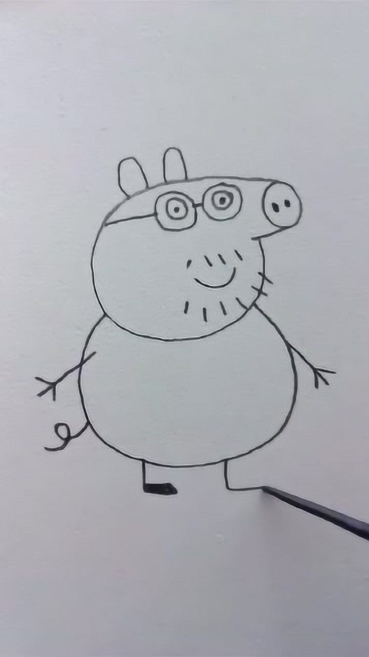 亲子简笔画小猪佩奇里猪爸爸简笔画为了宝宝努力学起来吧