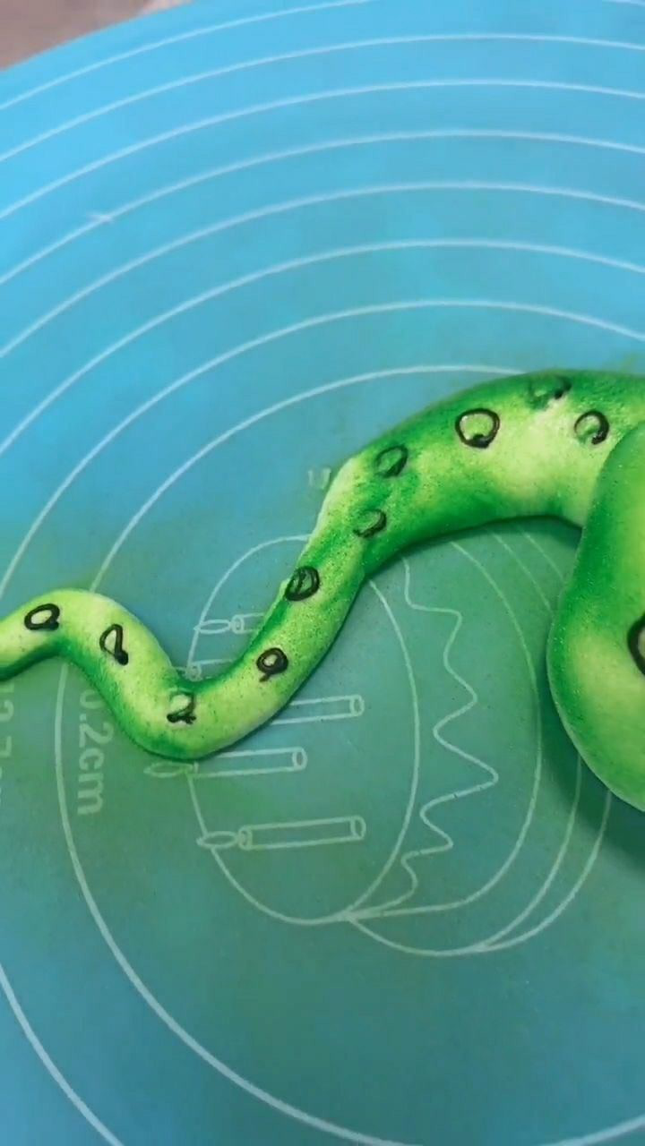 今天用奶油制作一款蛇的蛋糕,很吸引人哦