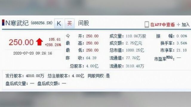 四年磨一剑,寒武纪科亮相创板首日,市值一度破千亿