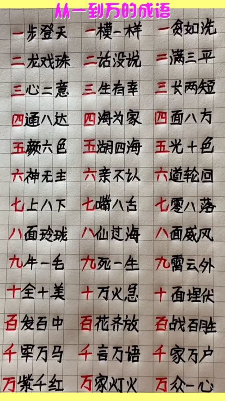 从一到万的成语,你们肯定没有