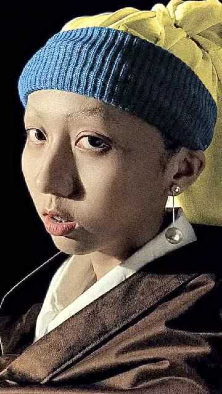 戴珍珠耳环的痴呆牙套少女,世界名画,都照着你画的吧!