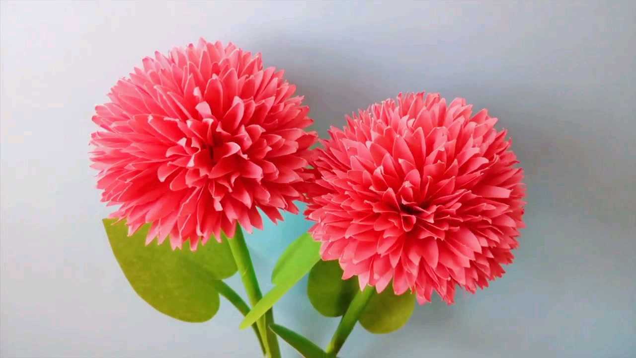 手工折纸:漂亮喜庆的大红花花束折纸
