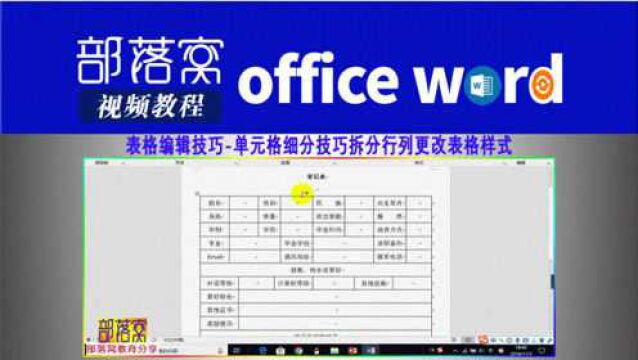 word表格编辑技巧视频:单元格细分技巧拆分行列更改表格样式