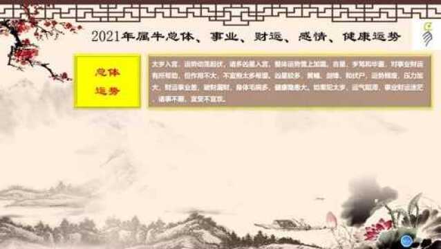 属牛2021年事业、财运、感情、健康运势