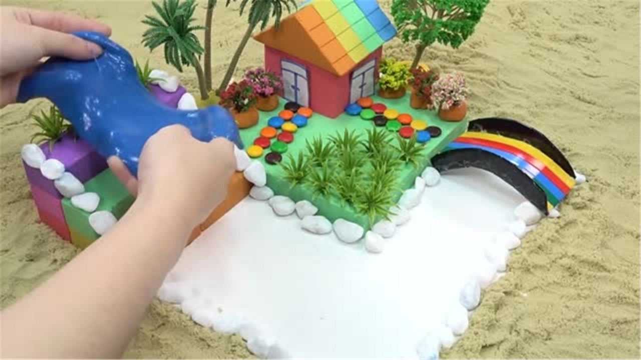diy手工达人教你用彩色粘土制作漂亮的小桥流水人