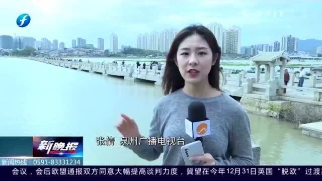 天文大潮下的洛阳桥:桥身与海面“亲密接触”