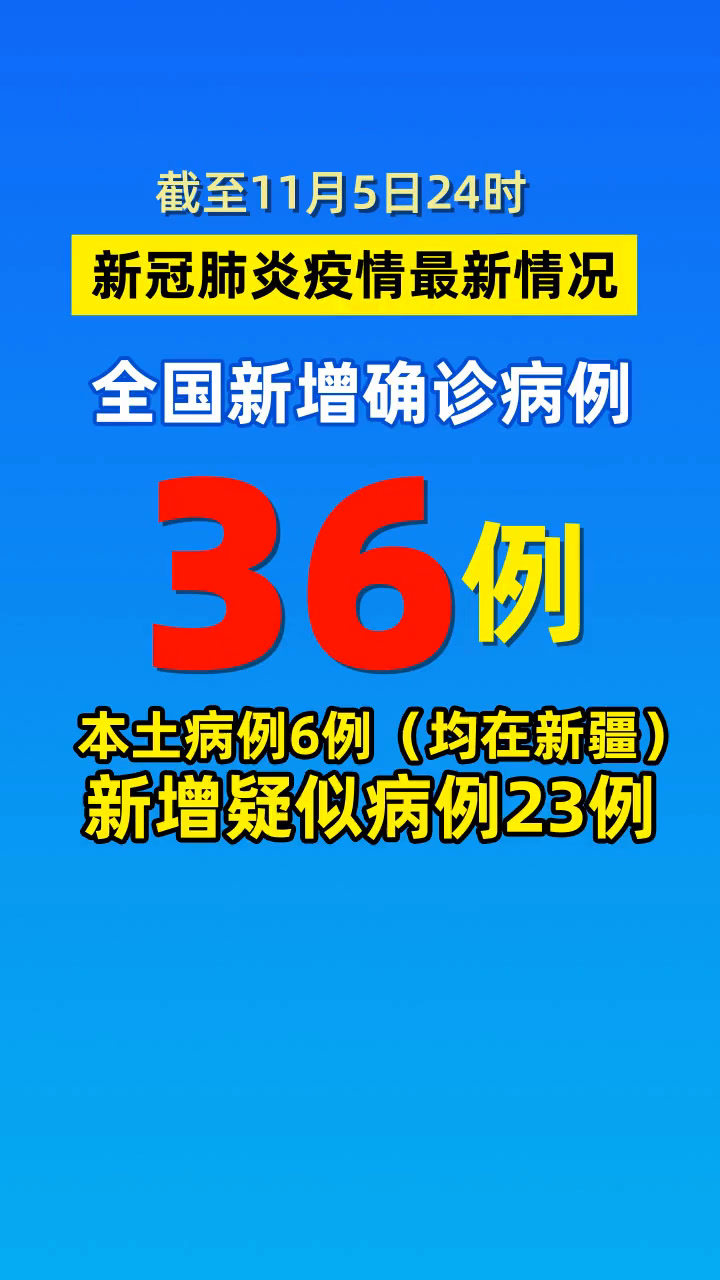 截至11月5日24时,全国新增确诊病例36例!