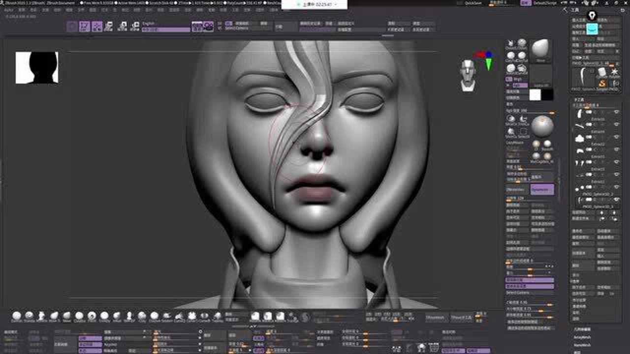 zbrush角色建模动漫人物三笠高模雕刻3