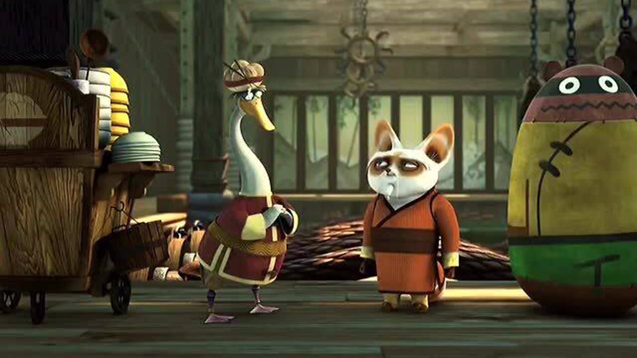 功夫熊猫:鹅老爹打呼噜吵得众人睡不着觉,第二天都是闭着眼练功