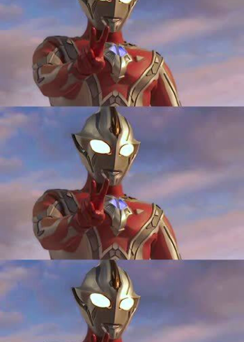 不愧是奥特曼最经典的手势,这个大拇指和比耶,真的太魔性了_腾讯视频