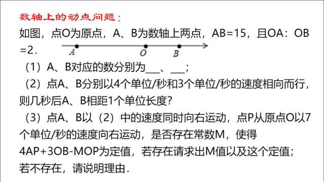 数轴上的动点问题,路程问题,相向与同向问题,分类讨论!收藏