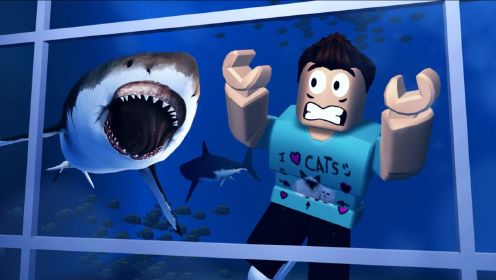 Roblox水族馆故事：可怕的水族馆停电！幽灵鲨鱼突然出现了！