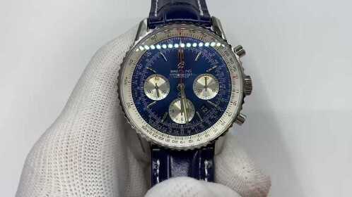 bls百年灵1884航空计时b01蓝盘腕表细节做工评测表带穿戴方式教程