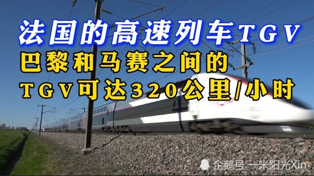 法国的高速列车(TGV)巴黎和马赛之间的TGV可达320公里/小时