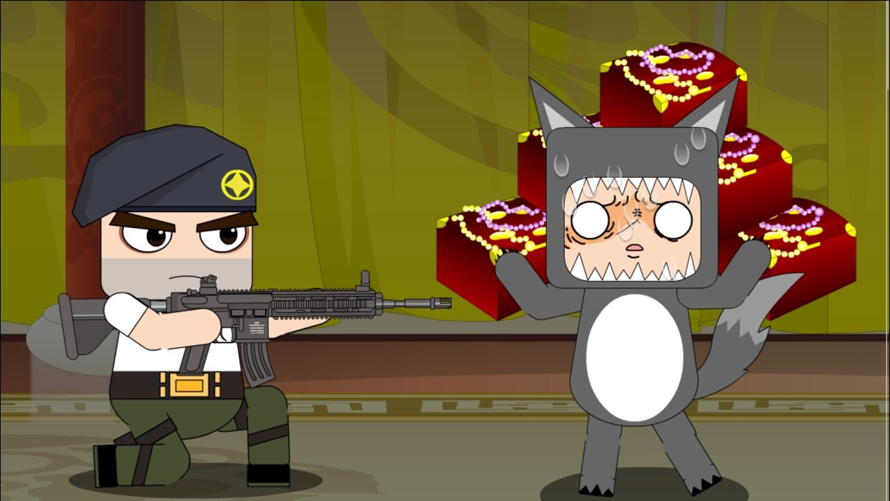 迷你世界寓言故事迷你世界寓言故事灰狼和熊孩子偷东西被汤姆队长追击