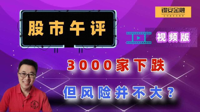 周四股市午评:3000家下跌,但风险并不大?