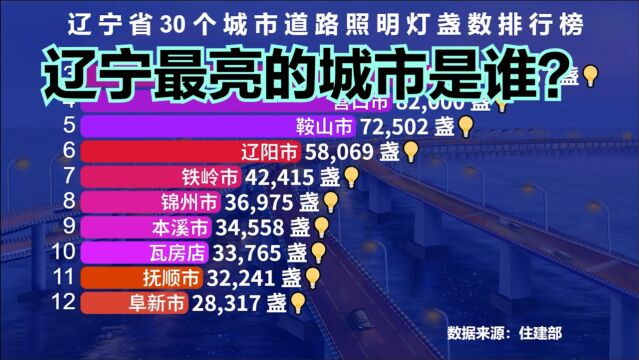 辽宁30个城市路灯数量排行榜,沈阳第2,看看“辽宁最亮的城市”是谁?