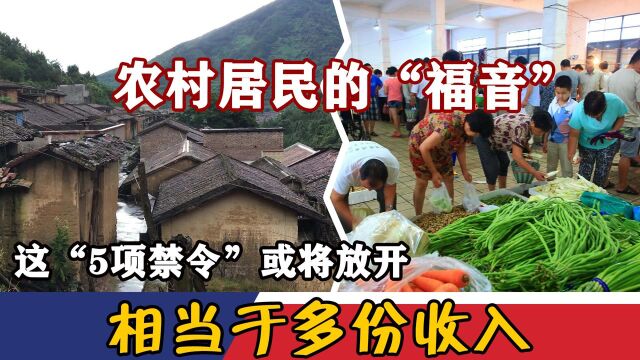 农村居民的“福音”,这“5项禁令”或将放开,相当于多份收入