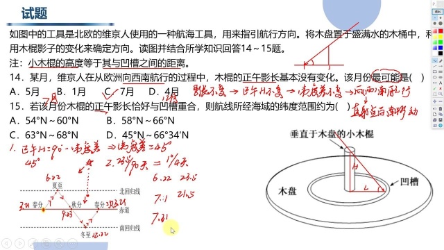 高考地理 正午H应用(维京人航海工具)