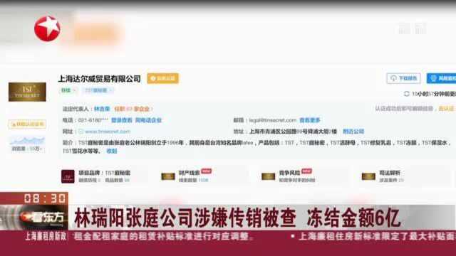 林瑞阳张庭公司涉嫌传销被查 冻结金额6亿