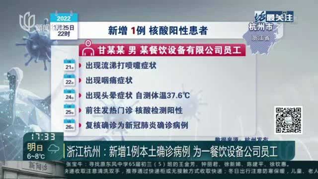 浙江杭州:新增1例本土确诊病例 为一餐饮设备公司员工——确诊病例所在公司一周前举办年会 上百人参加