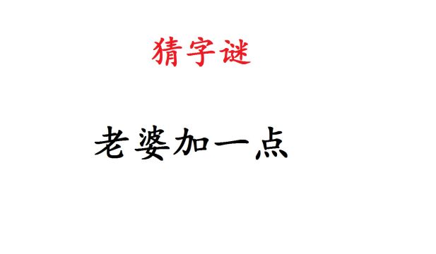 猜字谜:老婆加一点,打一字