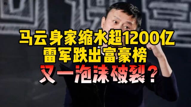 马云身家缩水1200亿,雷军跌出富豪榜,互联网企业见底了吗?