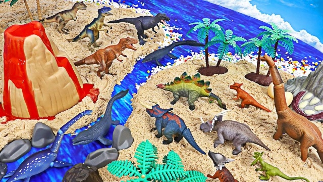 探险家来到小岛发现恐龙玩具