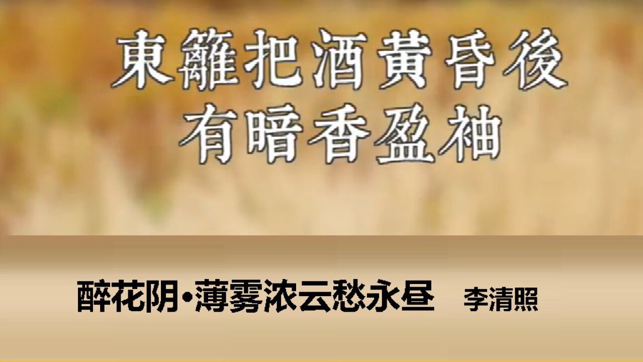 诗词赏析|李清照《醉花阴·薄雾浓云愁永昼》_高清1080P在线观看平台_腾讯视频