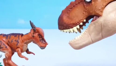 恐龙玩具系列，蒂莱克斯Vs特里凯拉斯恐龙对决，侏罗纪世界！