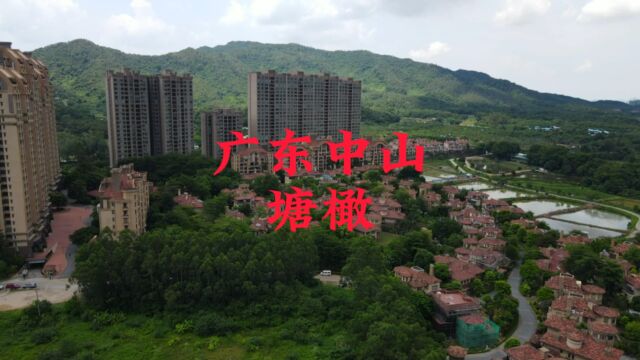 航拍广东中山三乡镇塘橄村庄风景