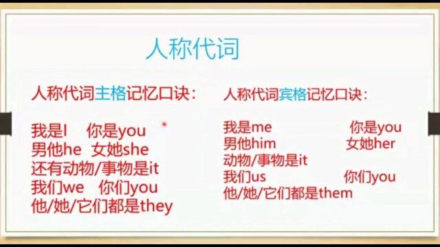 中小学语法人称代词1分钟学会快来围观