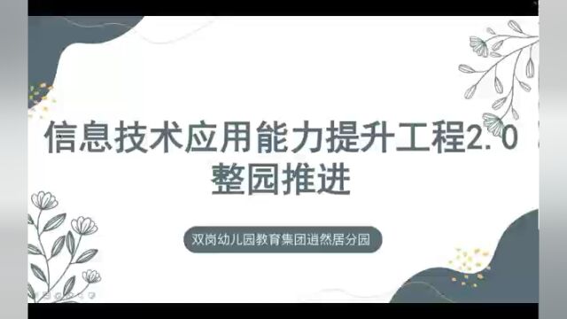 合肥市双岗幼儿园教育集团逍然居分园信息技术应用能力提升工程2.0整园推进视频