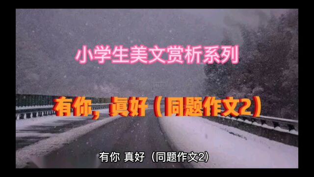 小学生美文赏析系列:有你,真好(同题作文2)