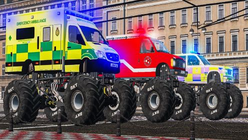 【BeamNG】怪物卡车应急车辆 |警察、救护车、消防车