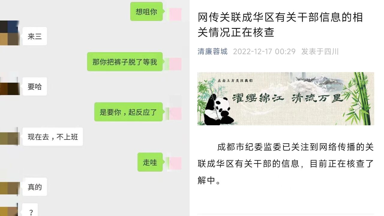 成都官方回应网传男女副区长不雅聊天曝光：正在核查了解中腾讯视频 3333