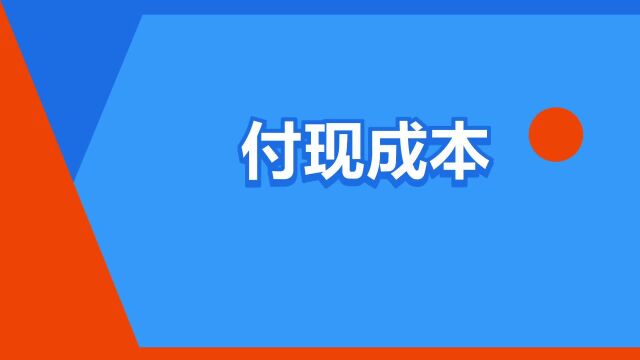 “付现成本”是什么意思?