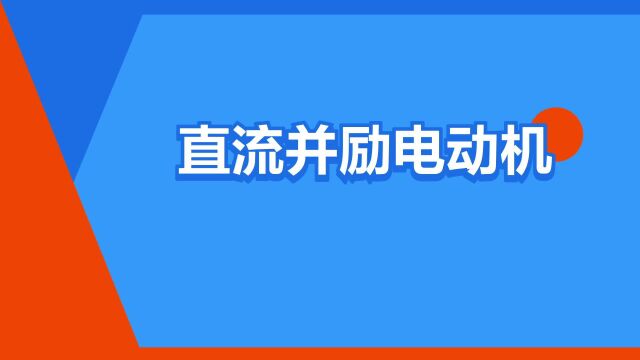 “直流并励电动机”是什么意思?