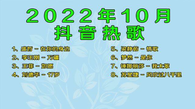 10月精选抖音8首热歌,听了你会感觉更好