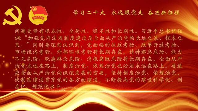 23.如何理解坚持制度治党、依规治党?(宁波地铁8号线项目部)