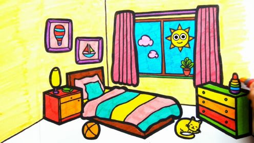 孩子们在舒适的卧室里生活玩耍 | 益智启蒙 | 绘画