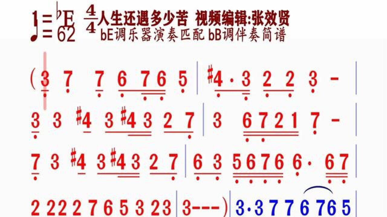 伴奏《人生还有遇多少苦》动态简谱#简谱视唱