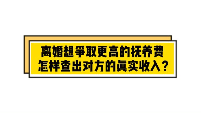 离婚想争取更高的抚养费,如何查明对方的真实收入?