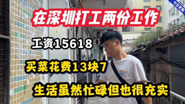 在深圳两份工作工资15618,买菜花费13块7生活虽然忙碌但也很充实