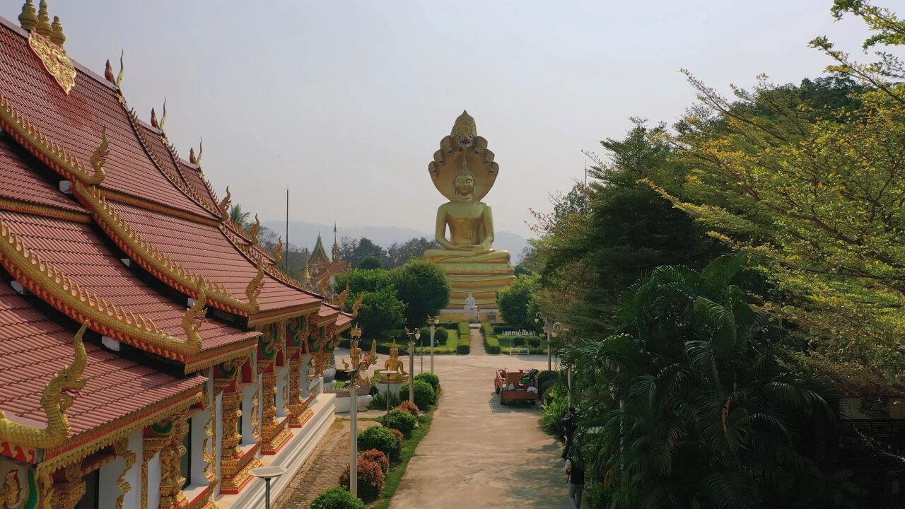 老挝金三角特区最富有的一个村庄,有着夸张的寺庙雕塑