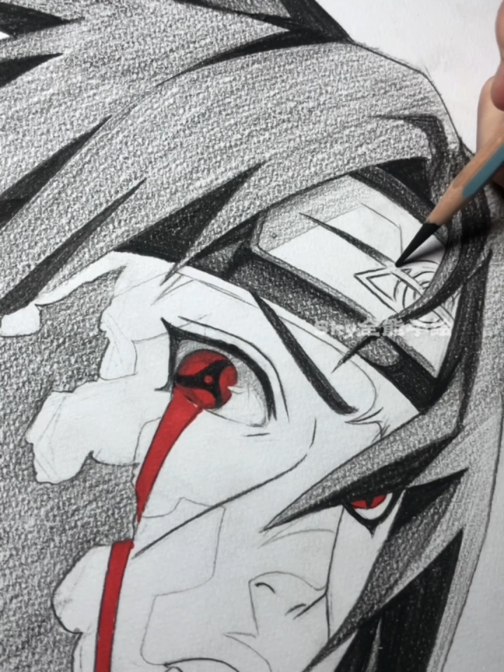 素描排线绘画火影忍者宇智波鼬完成版